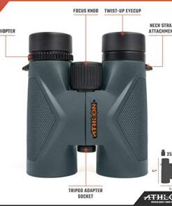 Athlon Optics Midas Binoculars for Adults and Kids, Waterproof, Durable Binoculars for Bird Watching