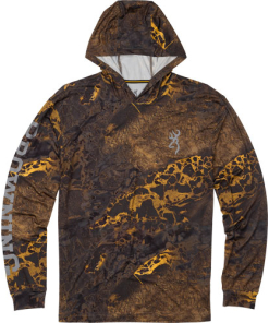 Browning Hooded L-Sleeve Tech T-Shirt Realtree Wave Large