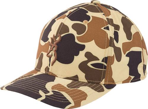 Browning Cupped Up 110 Snapback Cap Vintage Tan Buckmark OSFM